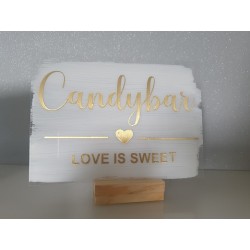 Acrylschild Hochzeitsschild Candybar - love is sweet