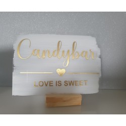 Acrylschild Candybar trasparent oder mit weißem Acrylhintergrund